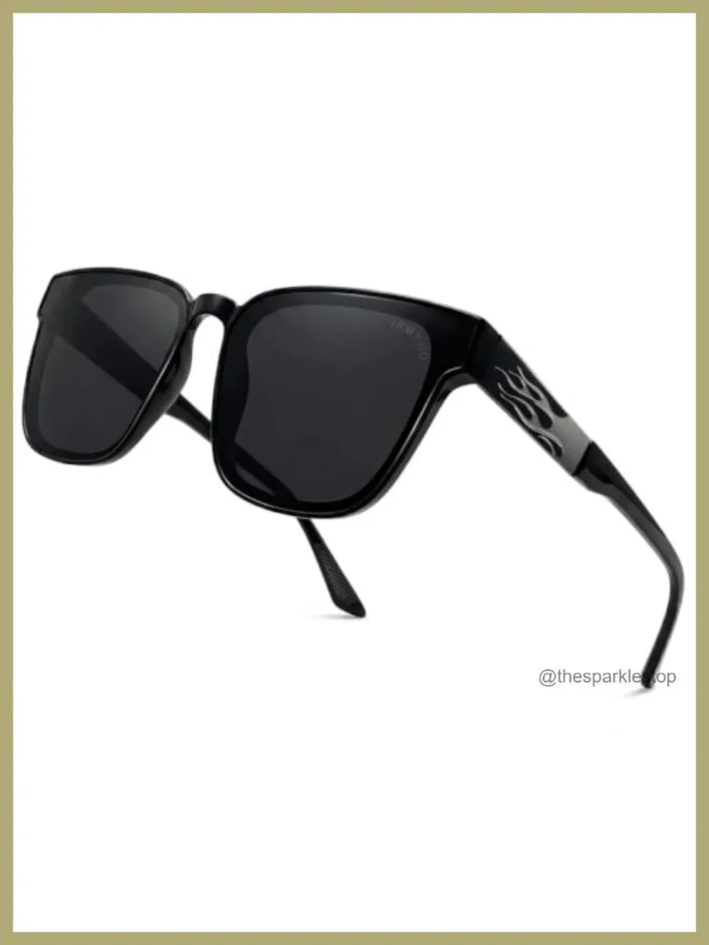 Square Polarized Sunglasses UV400 TR90 Nylon Lens Flame Detail